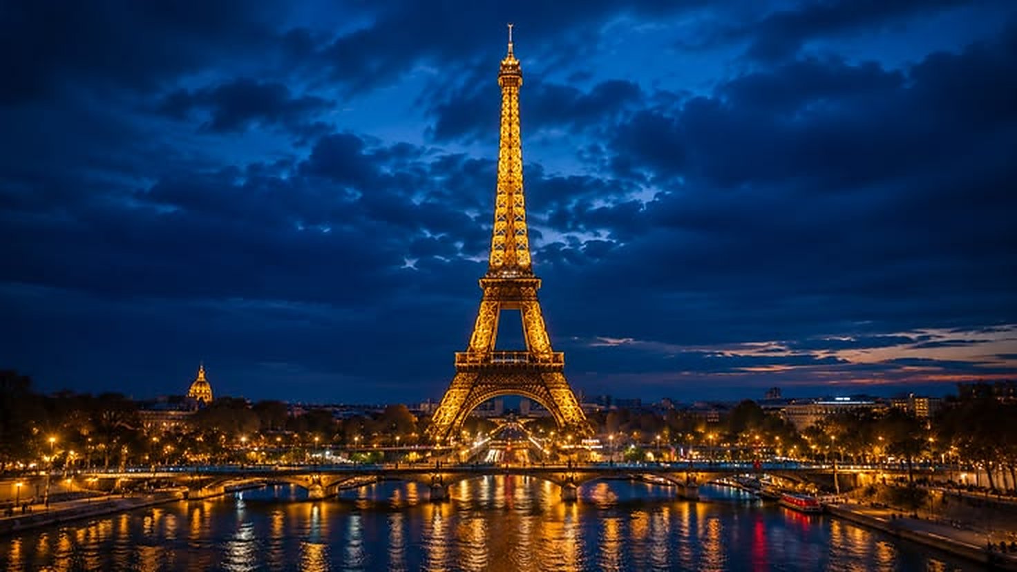 La tour Eiffel à l’heure bleue.